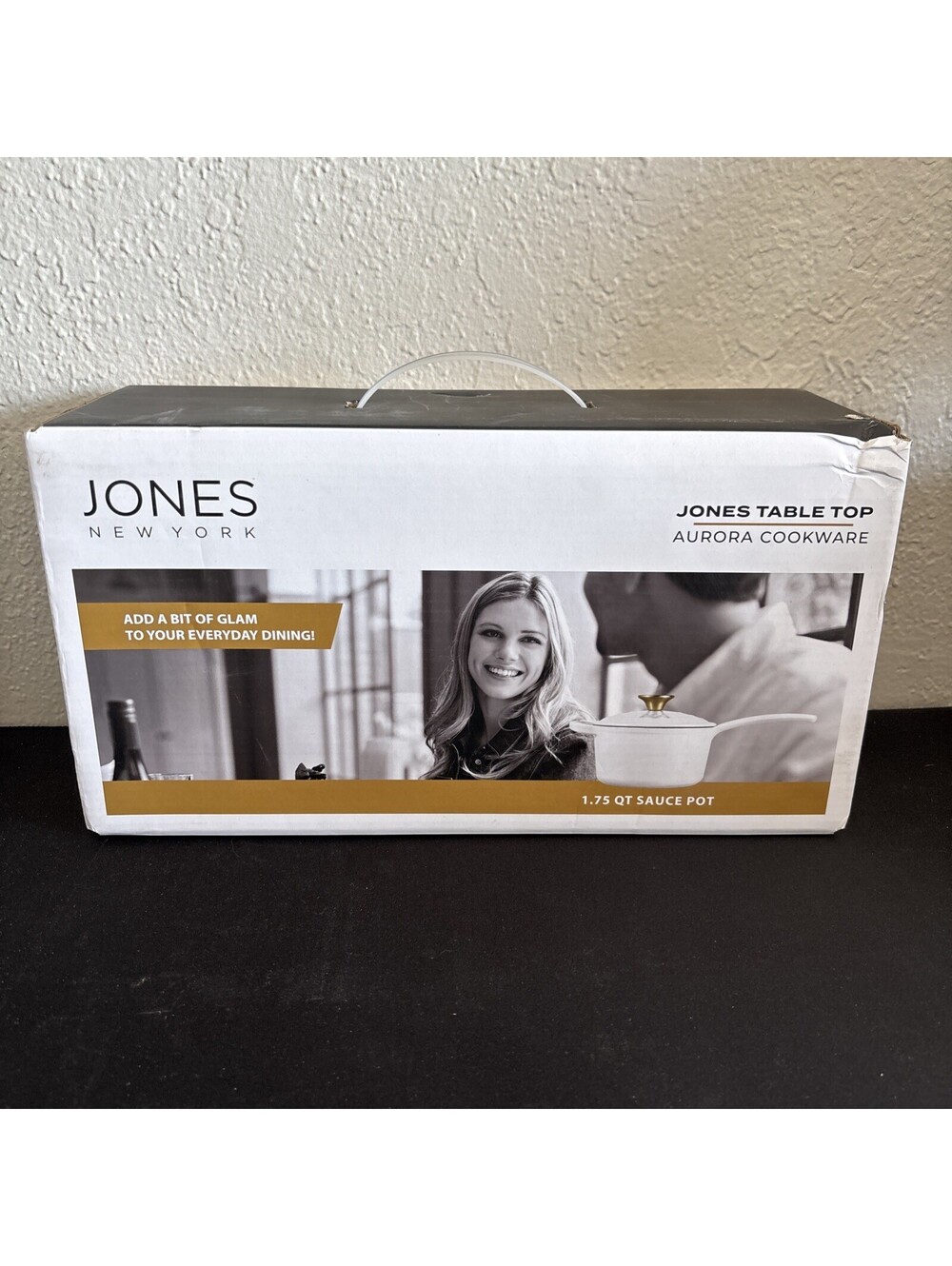 Jones New York Aurora Cookware 1.75 QT Sauce Pot White Cream Gold NIB